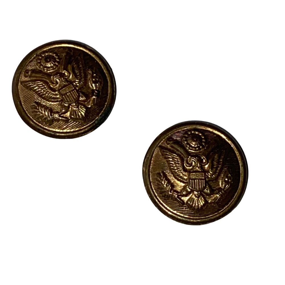 US Army Brass Uniform Buttons Metal Shank Vintage Military Coat Cape Decorative